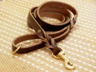 Handcrafted brown leather dog leash for walking and tracking Handcrafted brown leather dog leash for walking and tracking