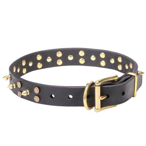Excellent quality leather dog collar with sturdy hardware