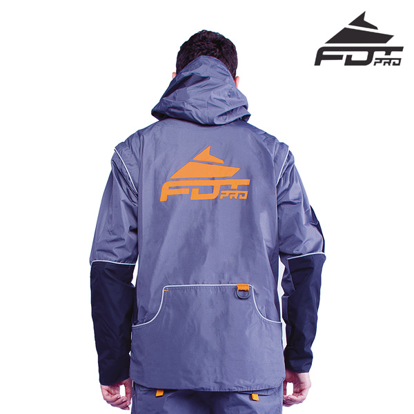 FDT Professional Dog Tracking Jacket of Grey Color with Strong Side Pockets